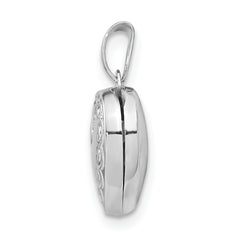 Sterling Silver Rhodium-plated 13mm Heart Locket