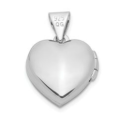 Sterling Silver Rhodium-plated 13mm Heart Locket