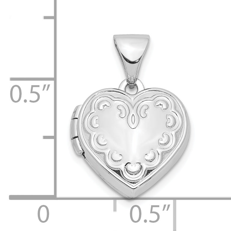 Sterling Silver Rhodium-plated 13mm Heart Locket