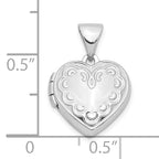 Sterling Silver Rhodium-plated 13mm Heart Locket