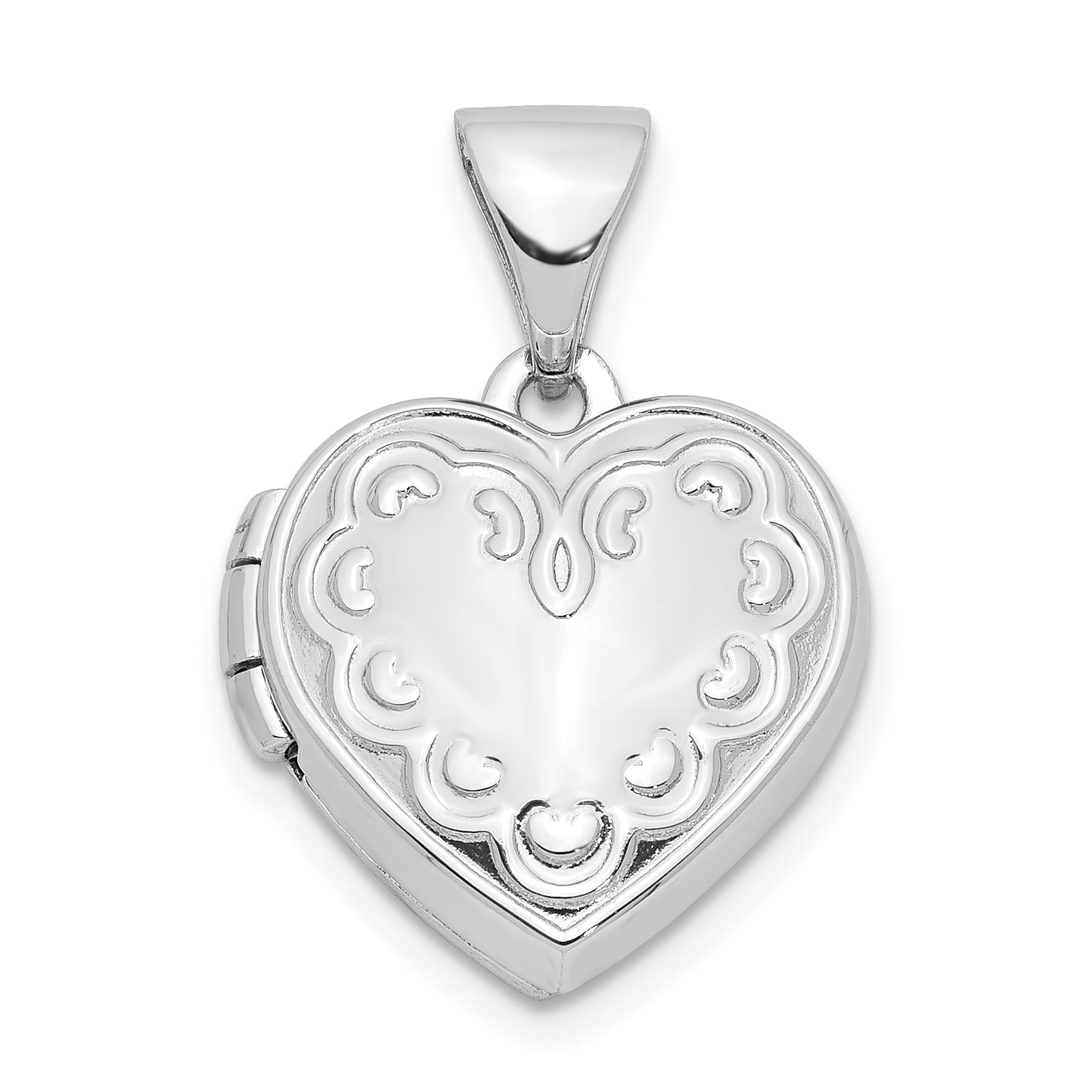 Sterling Silver Rhodium-plated 13mm Heart Locket Main image