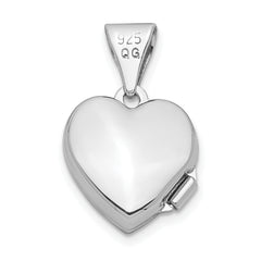 Sterling Silver Rhodium-plated 10mm Heart Locket