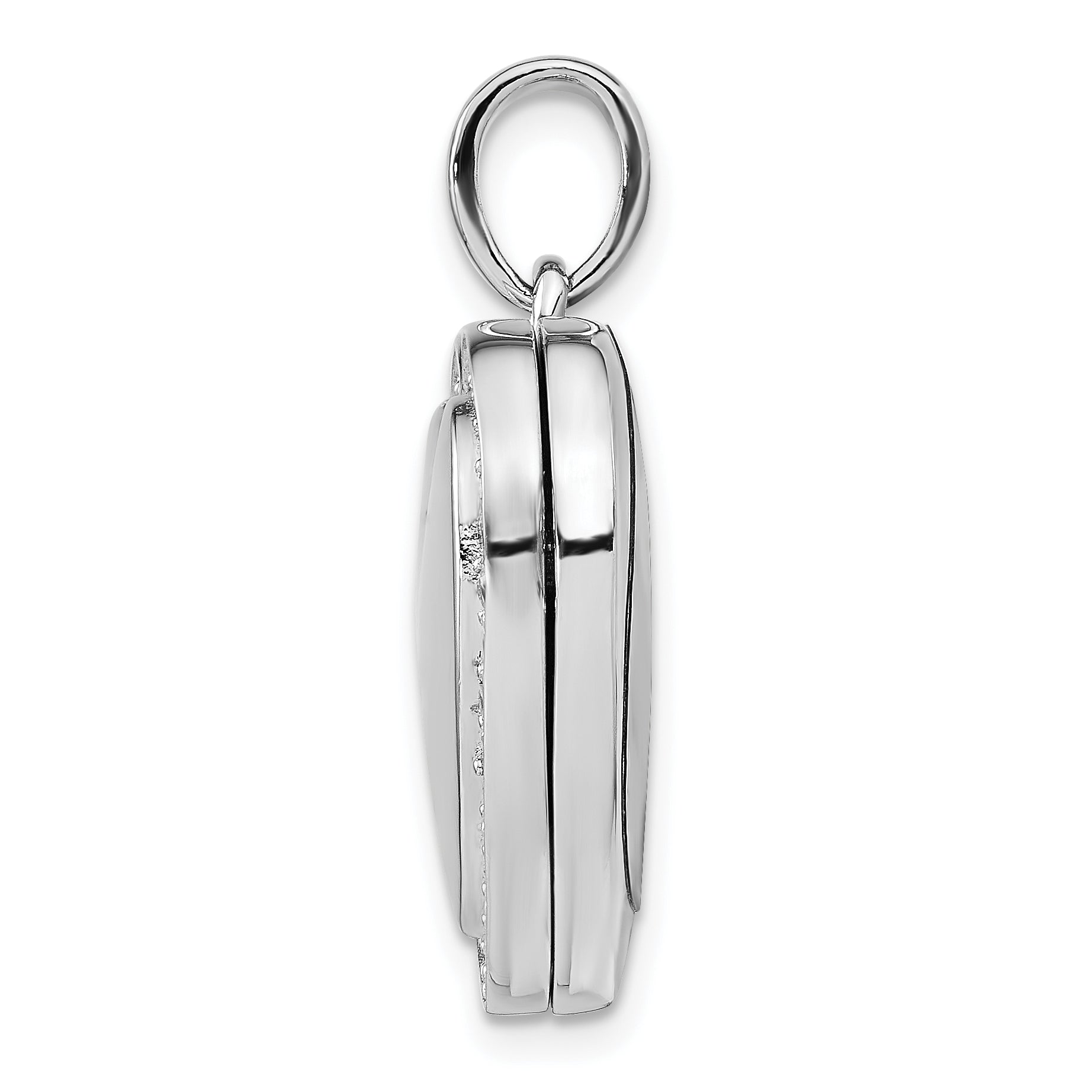 Sterling Silver Rhodium-plated CZ 23mm Heart Locket Secondary image