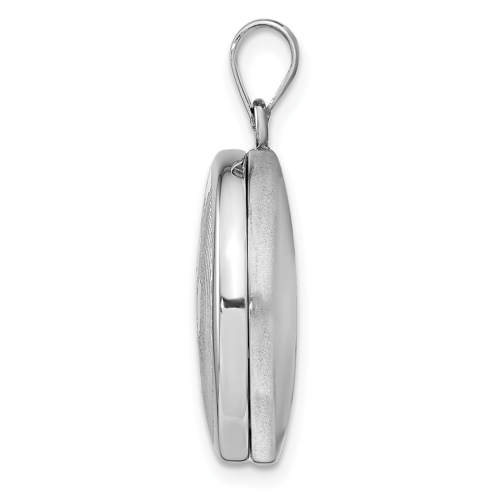 Sterling Silver Rhodium 20mm Grooved & Polished Pawprint Round Locket Secondary image
