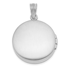 Sterling Silver Rhodium 20mm Grooved & Polished Pawprint Round Locket