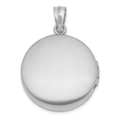 Sterling Silver RH 20mm Grooved&Polished Handprints & Hearts Round Locket