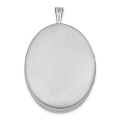 Sterling Silver RH 26mm Satin / Polished Enameled Flower D/C Oval Locket