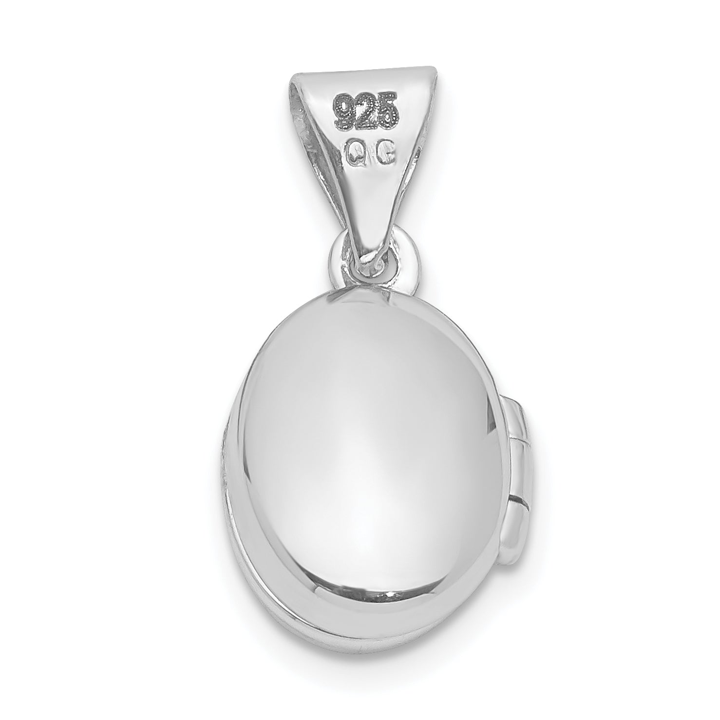 Sterling Silver Rhodium-plated 12mm Oval Locket