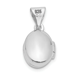 Sterling Silver Rhodium-plated 12mm Oval Locket