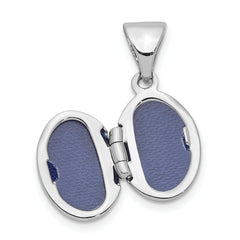 Sterling Silver Rhodium-plated 12mm Oval Locket