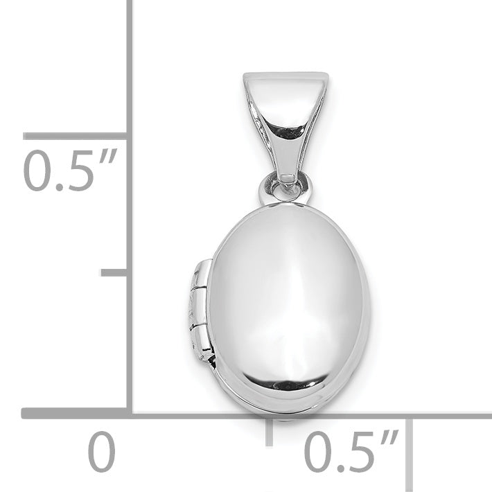 Sterling Silver Rhodium-plated 12mm Oval Locket