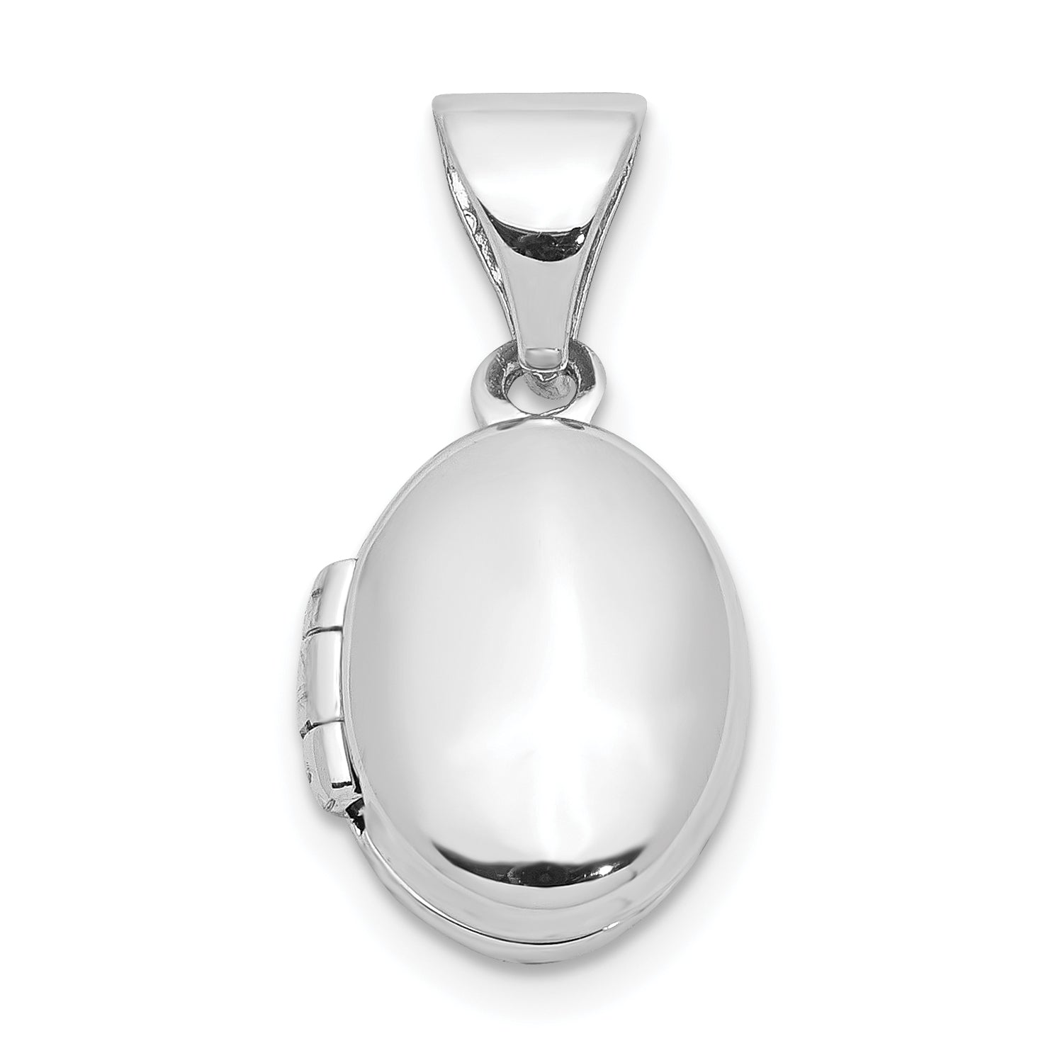 Sterling Silver Rhodium-plated 12mm Oval Locket