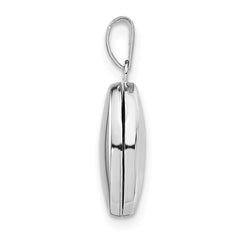 Sterling Silver Rhodium-plated 14mm Domed Oval Locket