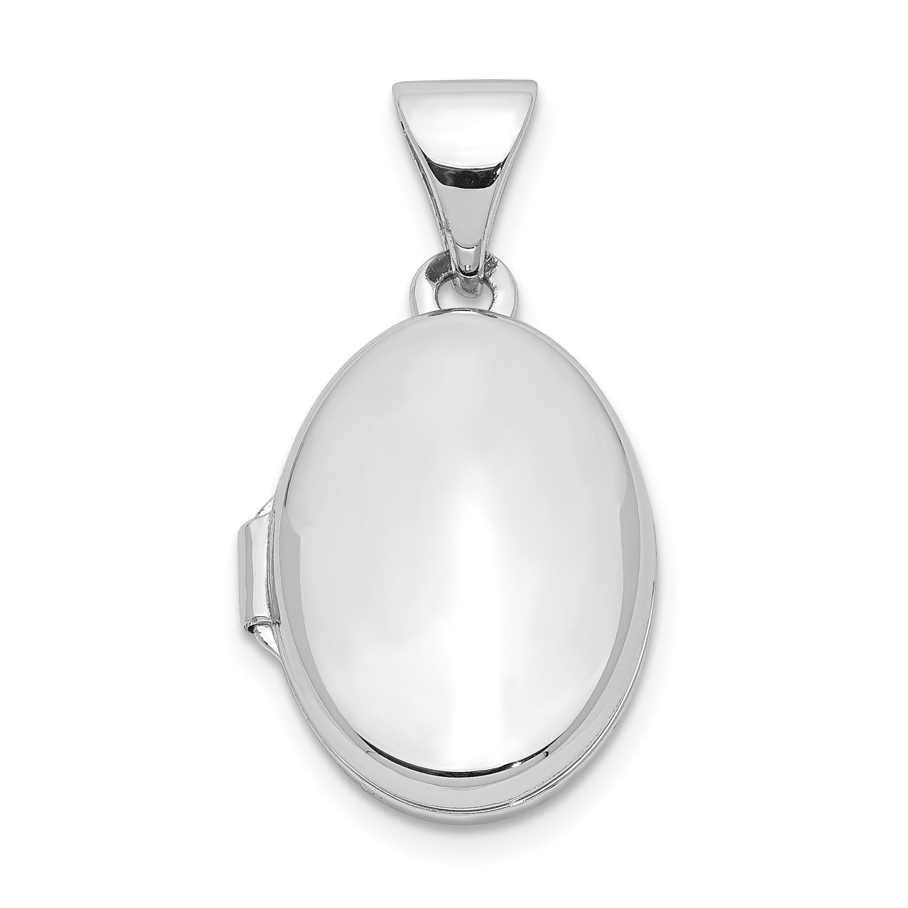 Sterling Silver Rhodium-plated 14mm Domed Oval Locket