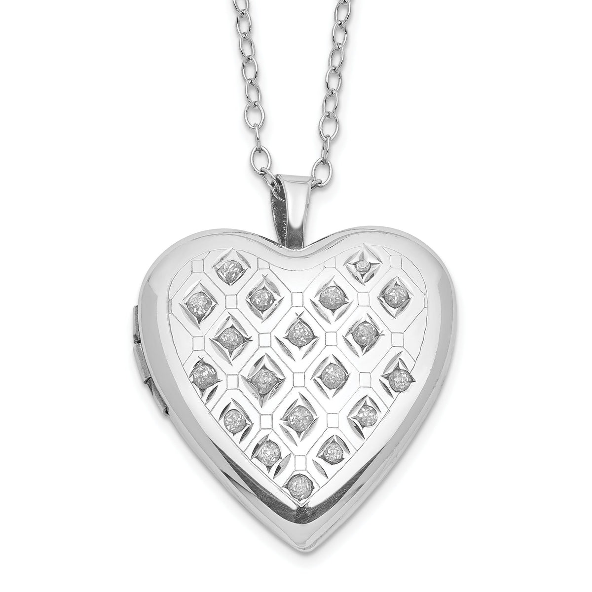 Diamond Heart Locket in Sterling Silver (0.01 ct. tw.) - Sophia Jewelers Main image
