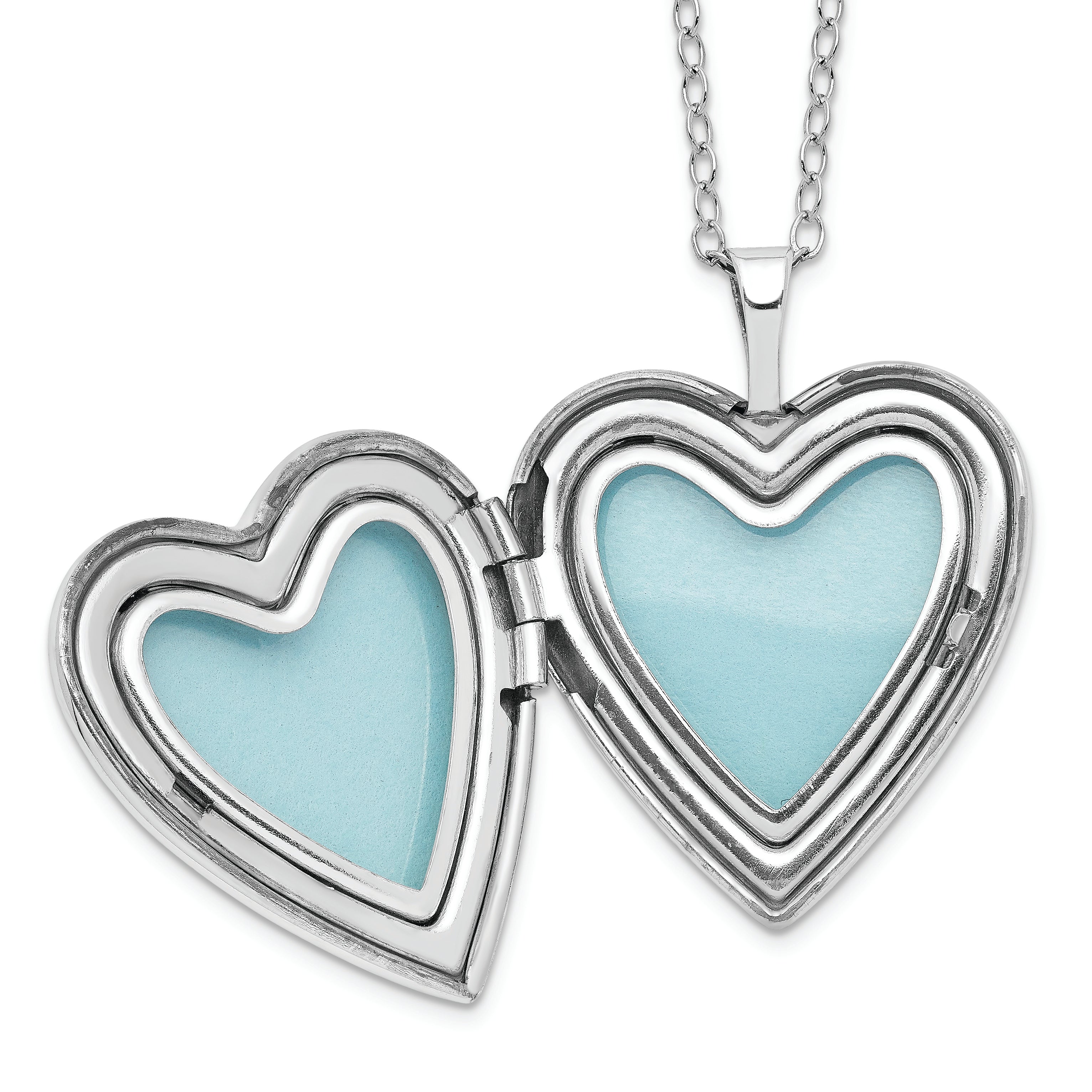 Diamond Fascination Diamond Mystique Sterling Silver Platinum-plated Diamond Double Heart Locket 18 Inch Necklace