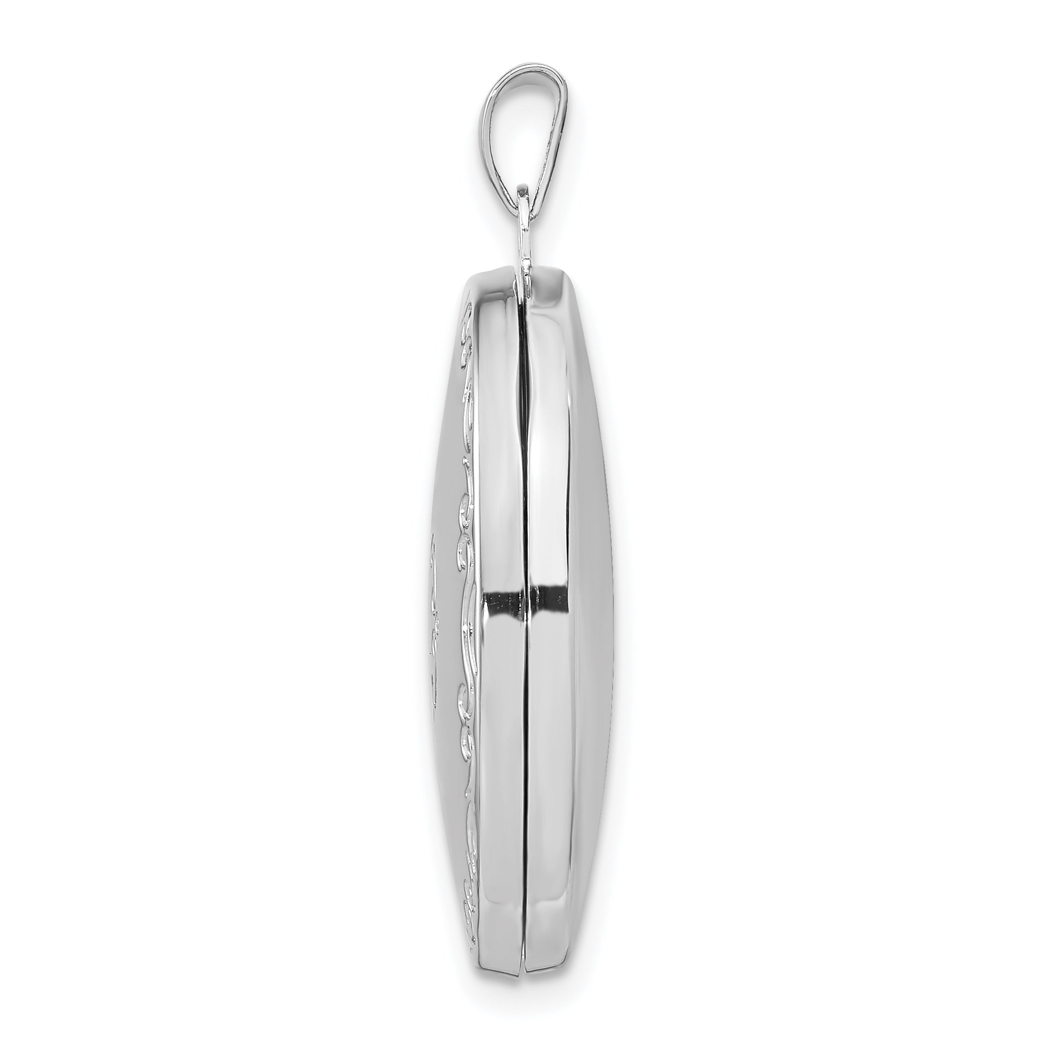 Sterling Silver Rhodium-plated 29mm Fancy Oval Family Locket Secondary image