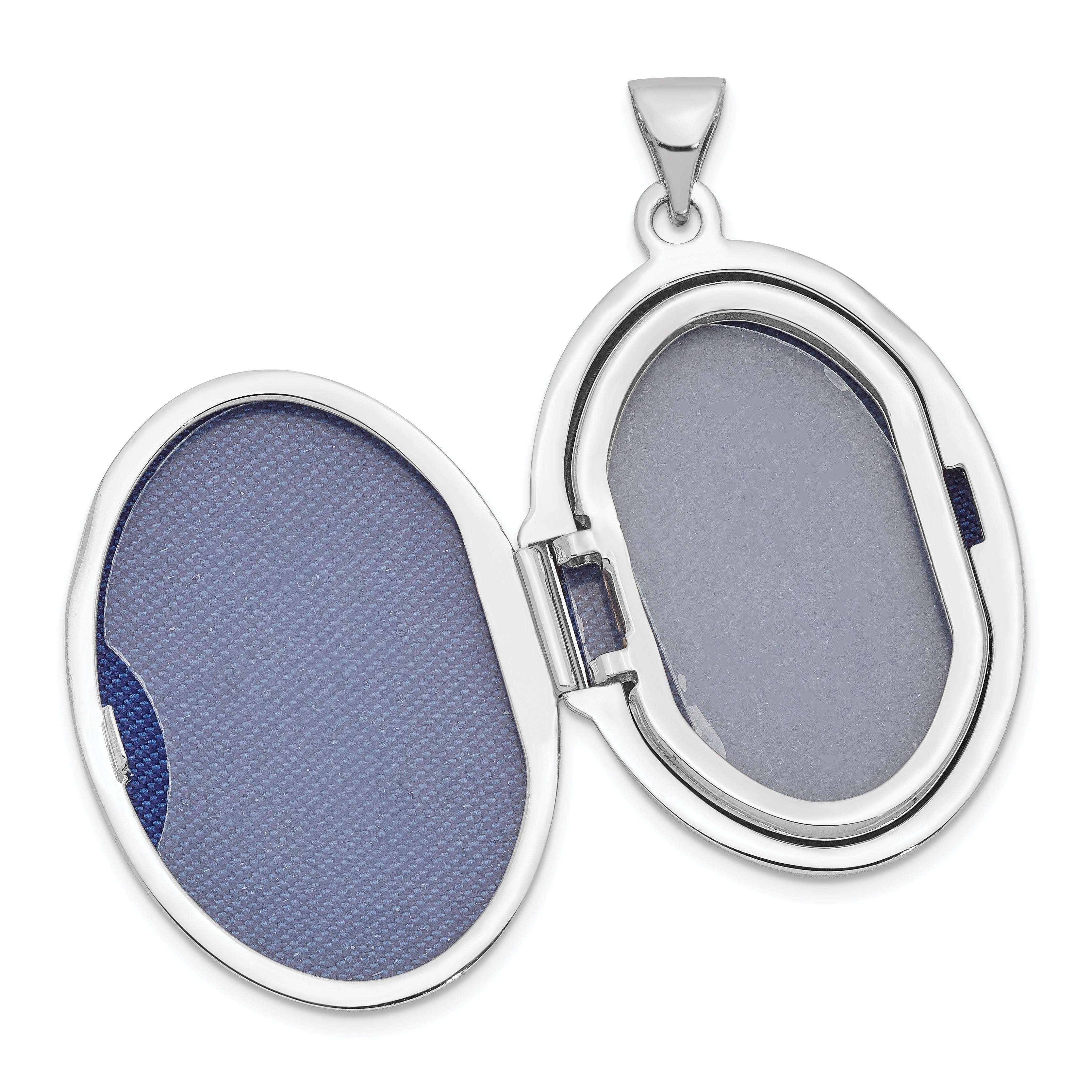 Sterling Silver Rhodium-plated 29mm Fancy Oval Family Locket