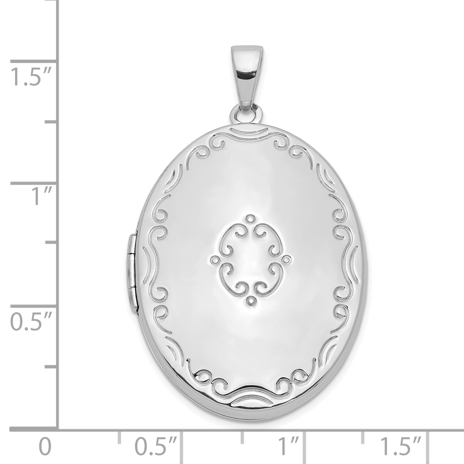 Sterling Silver Rhod-pltd Scroll Border 33mm Oval 4 Photo Family Locket