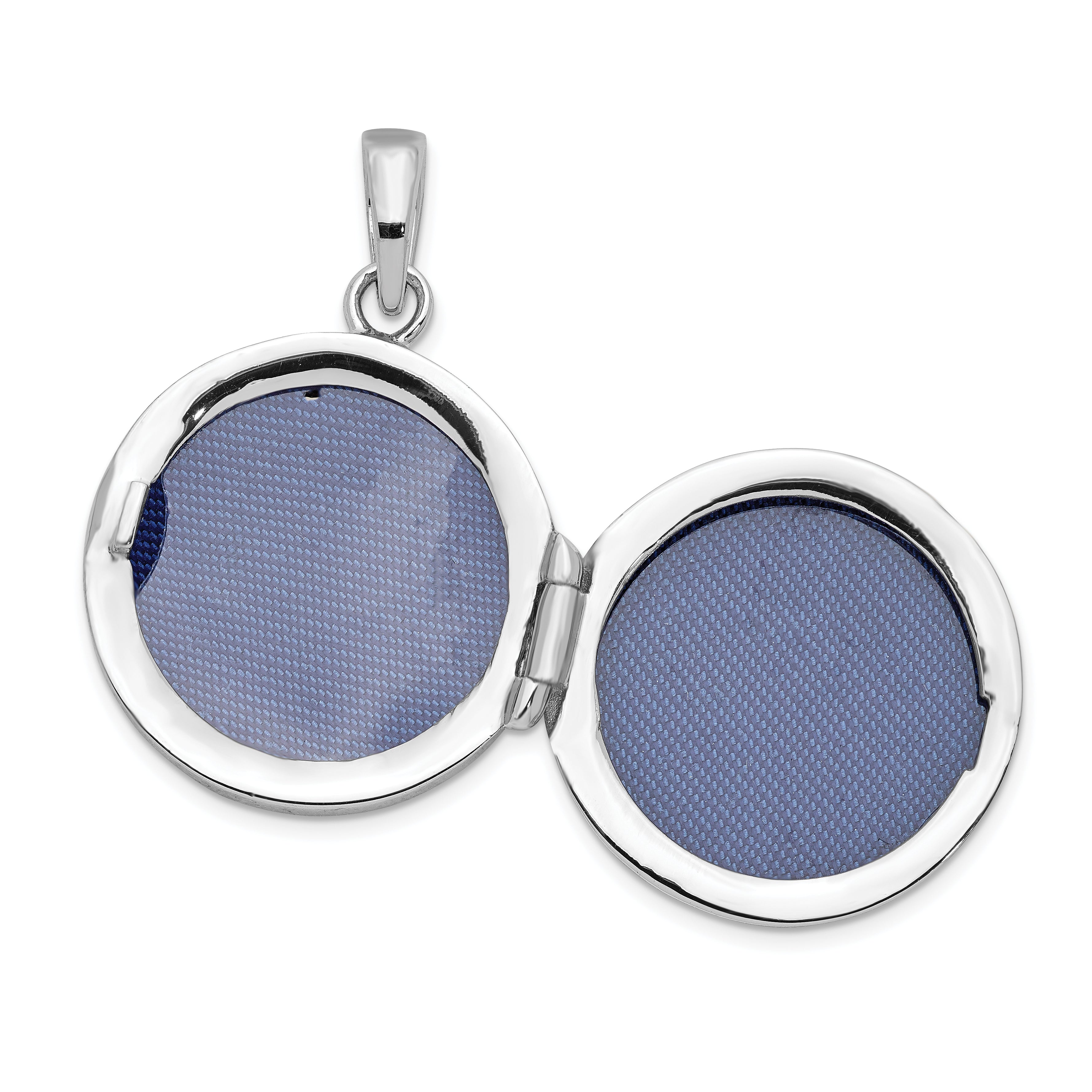 Sterling Silver Rhodium-plated Polished CZ 20mm Circle Locket