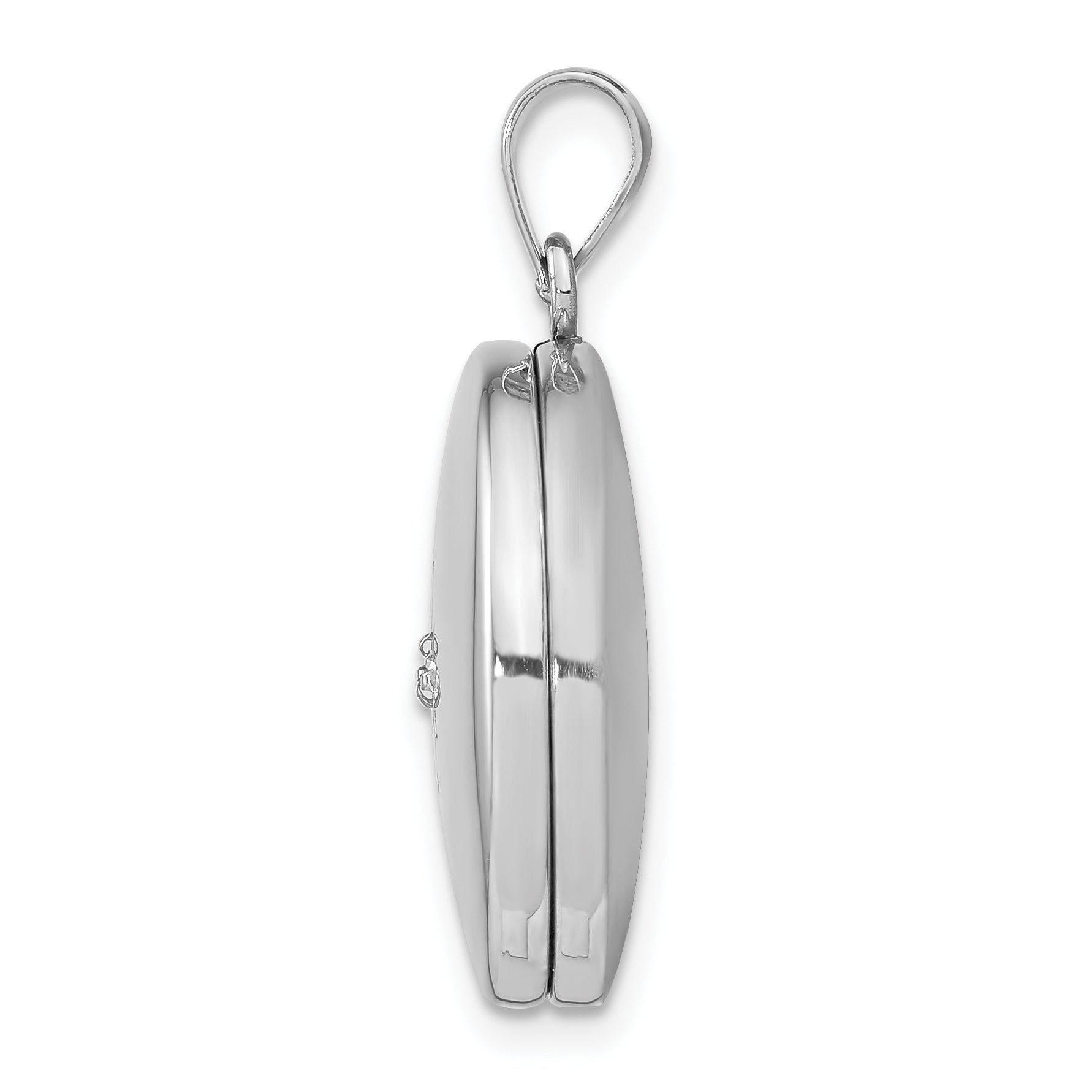 Sterling Silver Rhodium-plated 20mm Diamond Polished Round Locket Secondary image