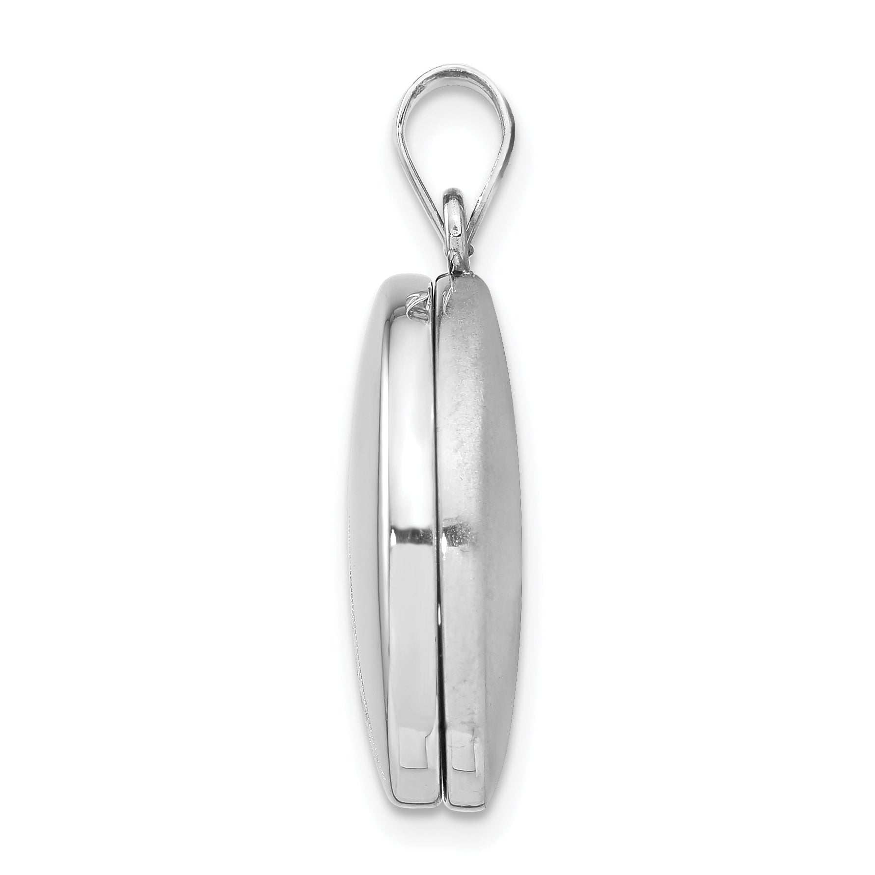 Sterling Silver Rhodium-plated 20mm Polished Scrolled Round Locket