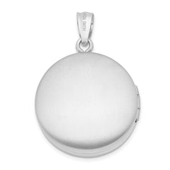 Sterling Silver Rhodium-plated 20mm Polished Scrolled Round Locket