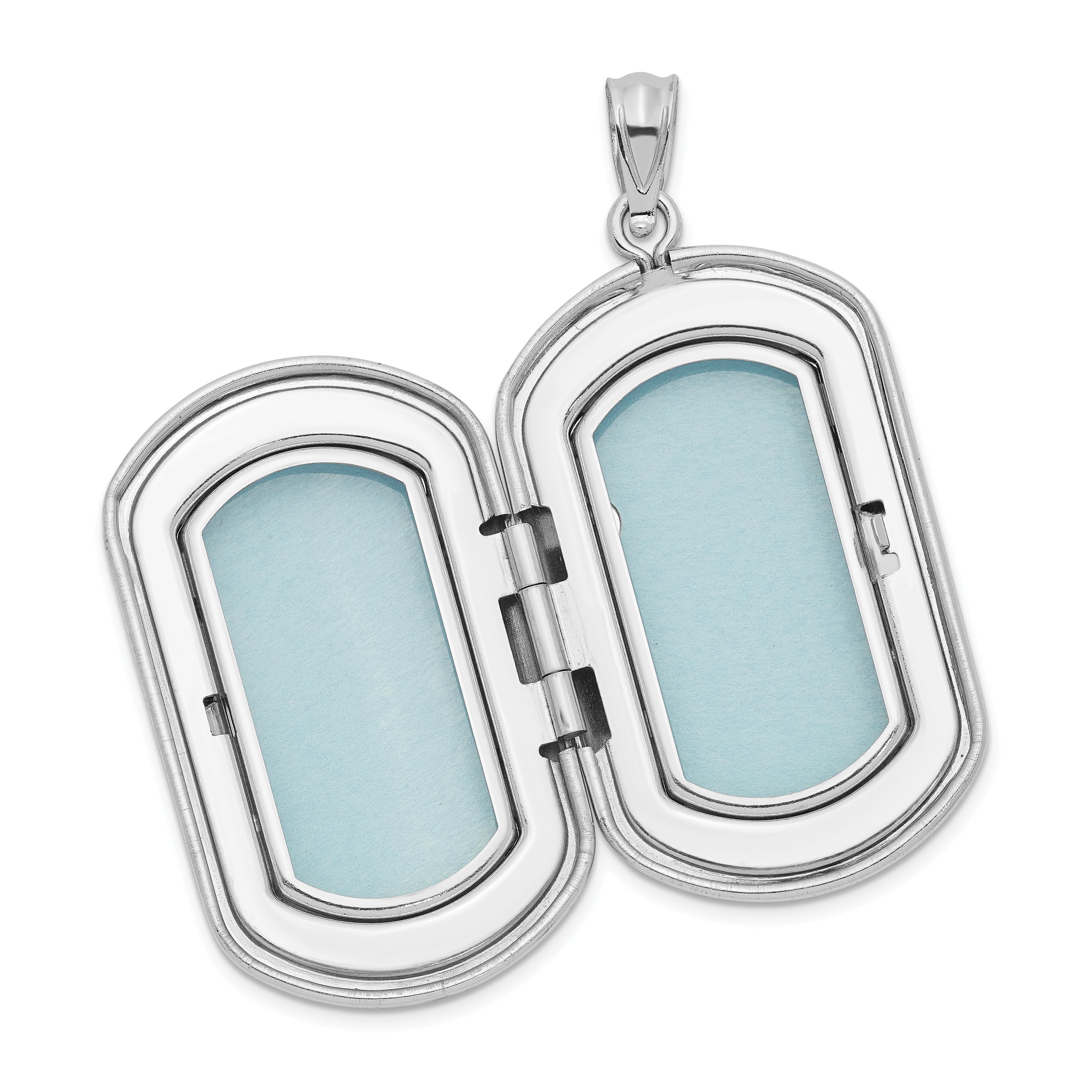 Sterling Silver Rhodium-plated 30mm Polished Tree Rectangular Locket