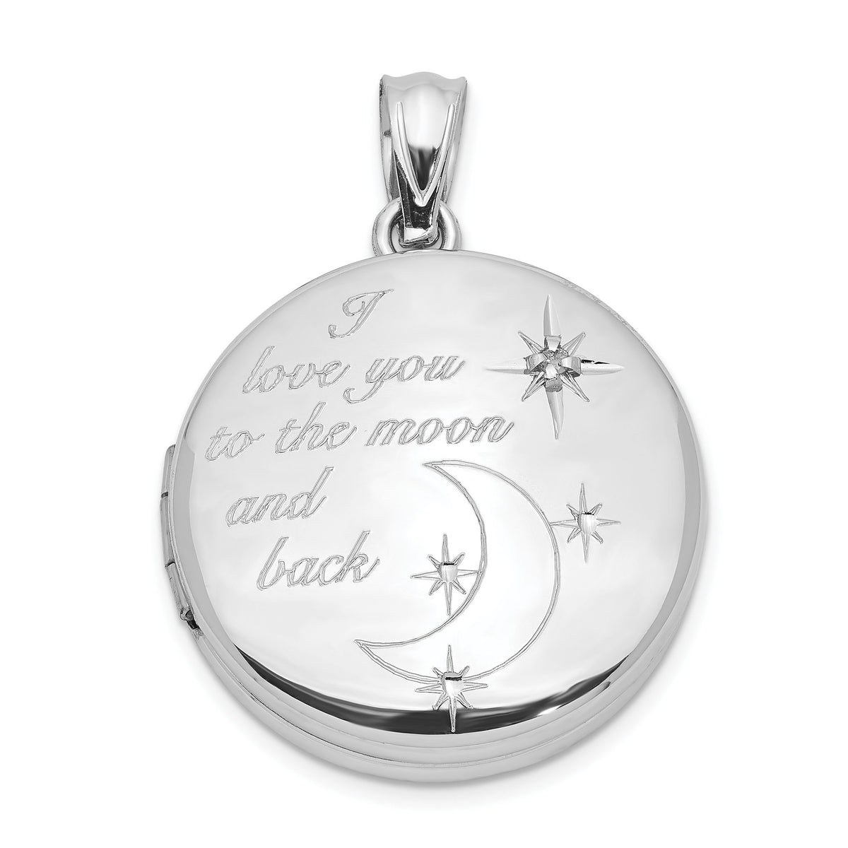 "To the Moon" Round Diamond Locket in Sterling Silver, 20mm (0.01 ct. tw.) - Sophia Jewelers Main image