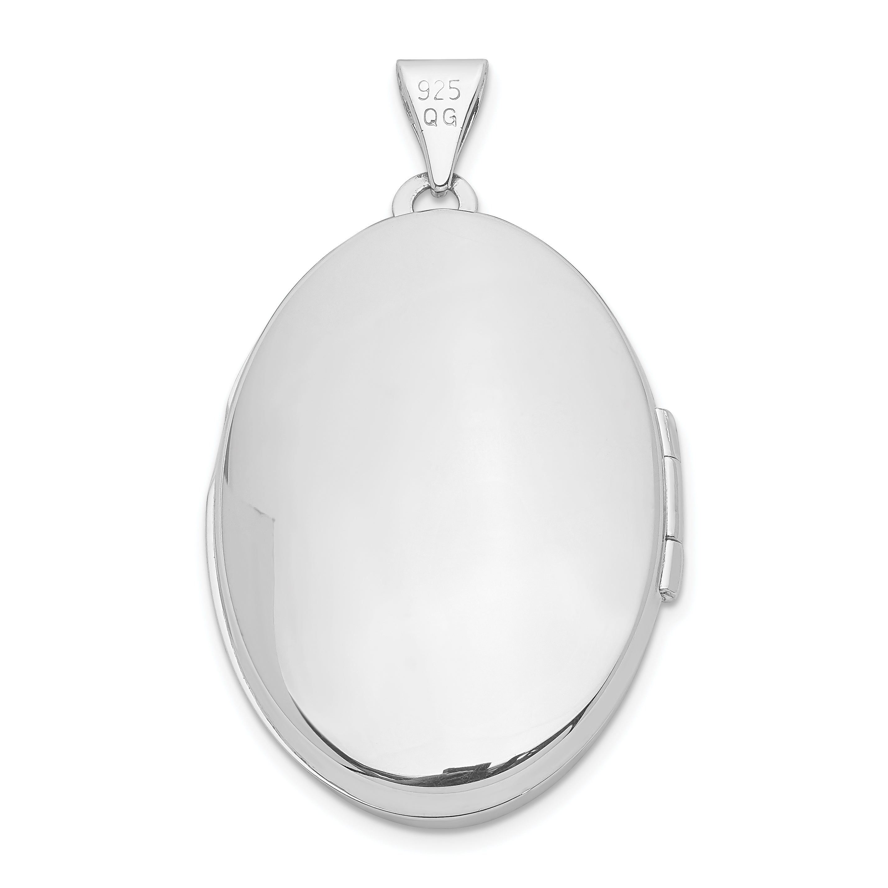 Sterling Silver Rhodium-plated 26mm Scroll Oval Locket