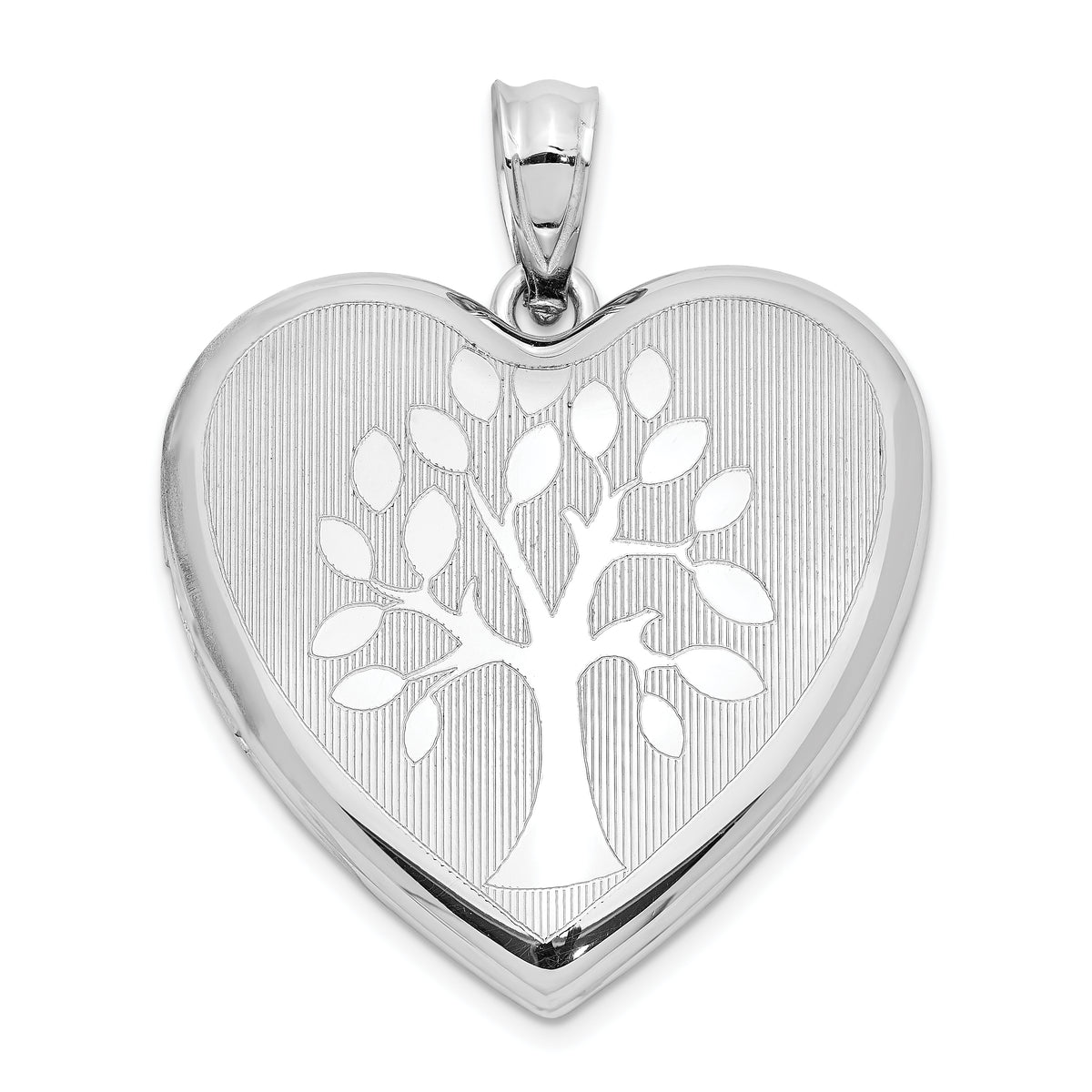 Sterling Silver Rhodium-plated Tree Ash Holder Heart Locket
