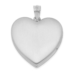 Sterling Silver Rhodium-plated Satin Diamond & Vibrant CZ Heart Locket