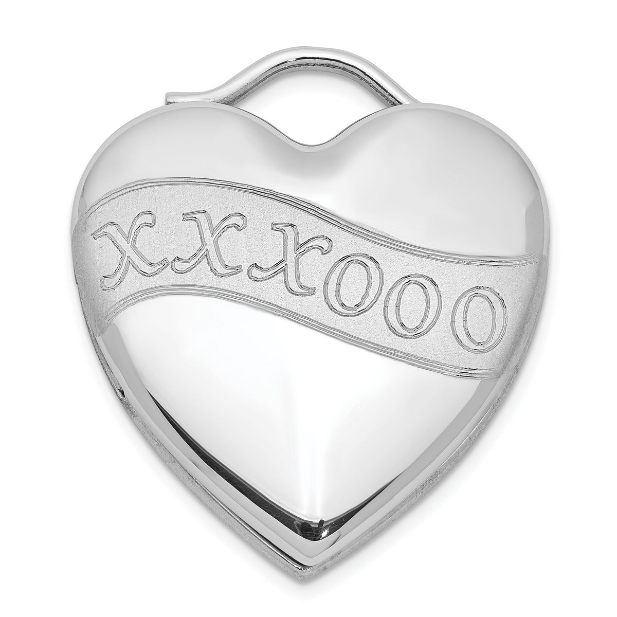 XOXO Heart Locket in Sterling Silver, 28mm Satin & Polished - Sophia Jewelers Main image