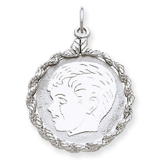 Sterling Silver Engraveable Boy Polished Front/Satin Back Disc Charm