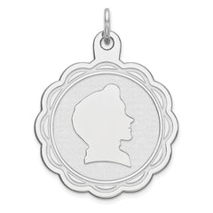 Sterling Silver Rhodium-plated Engraveable Boy Disc Charm