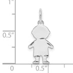 SS Rh-plt D/C Engraveable Boy Polished Front/Satin Back Disc Charm