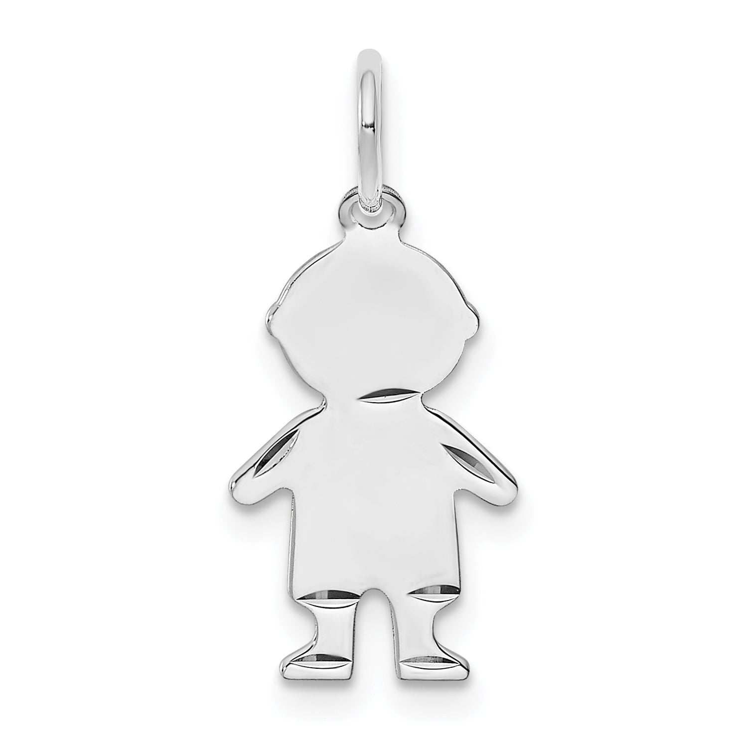 SS Rh-plt D/C Engraveable Boy Polished Front/Satin Back Disc Charm Main image