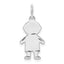 SS Rh-plt D/C Engraveable Boy Polished Front/Satin Back Disc Charm