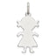 Sterling Silver Rhod-plated Eng. Girl Polished Front/Satin Back Disc Charm