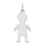 Sterling Silver Rhod-plated Eng. Boy Polished Front/Satin Back Disc Charm
