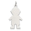 Sterling Silver Rhod-plated Eng. Boy Polished Front/Satin Back Disc Charm