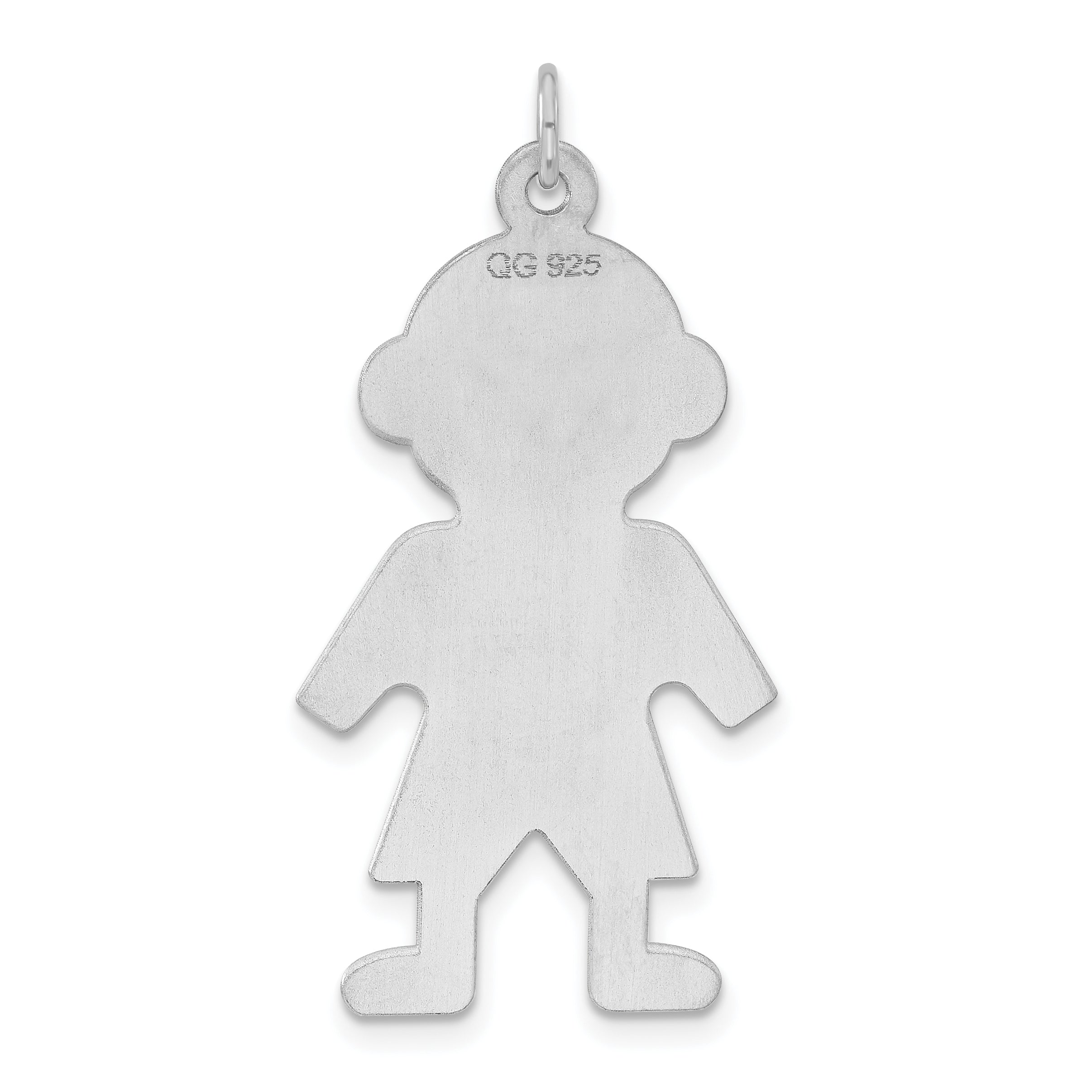 Sterling Silver Rhodium-plated Engraveable Boy Polished Front/Satin Back Disc Charm
