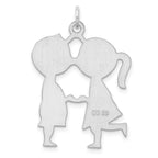 Sterling Silver Rhodium-plated Engraveable Boy/Girl Disc Charm