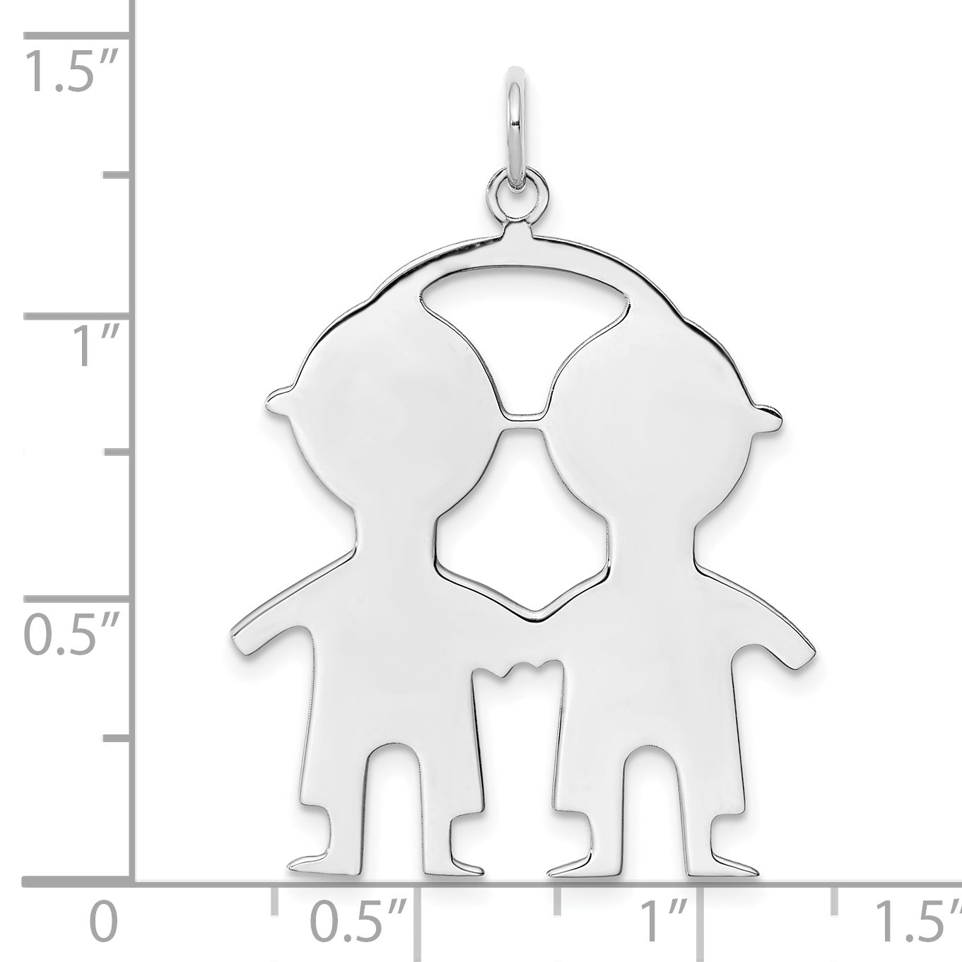 SS Rh-plt Engraveable Boy/Boy Polished Front/Satin Back Disc Charm