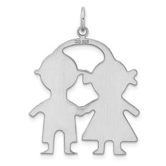 SS Rh-plt Engraveable Boy/Girl Polished Front/Satin Back Disc Charm