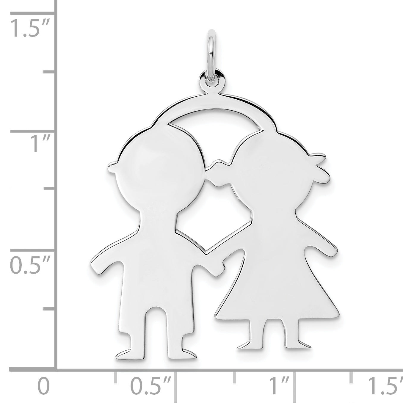 SS Rh-plt Engraveable Boy/Girl Polished Front/Satin Back Disc Charm