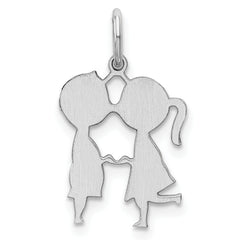 SS Rh-plt Engraveable Boy/Girl Polished Front/Satin Back Disc Charm