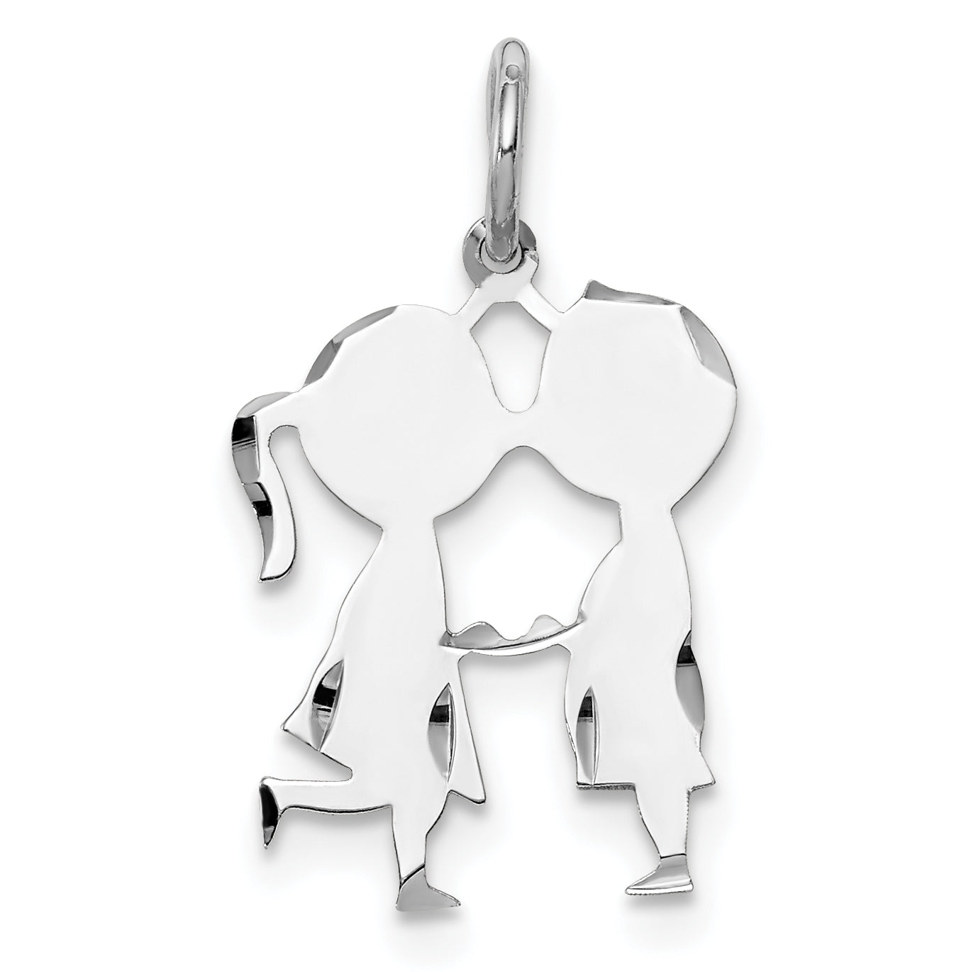 SS Rh-plt Engraveable Boy/Girl Polished Front/Satin Back Disc Charm Main image