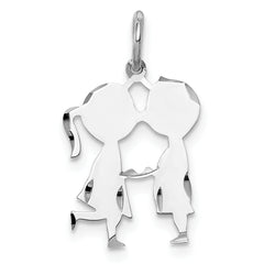 SS Rh-plt Engraveable Boy/Girl Polished Front/Satin Back Disc Charm