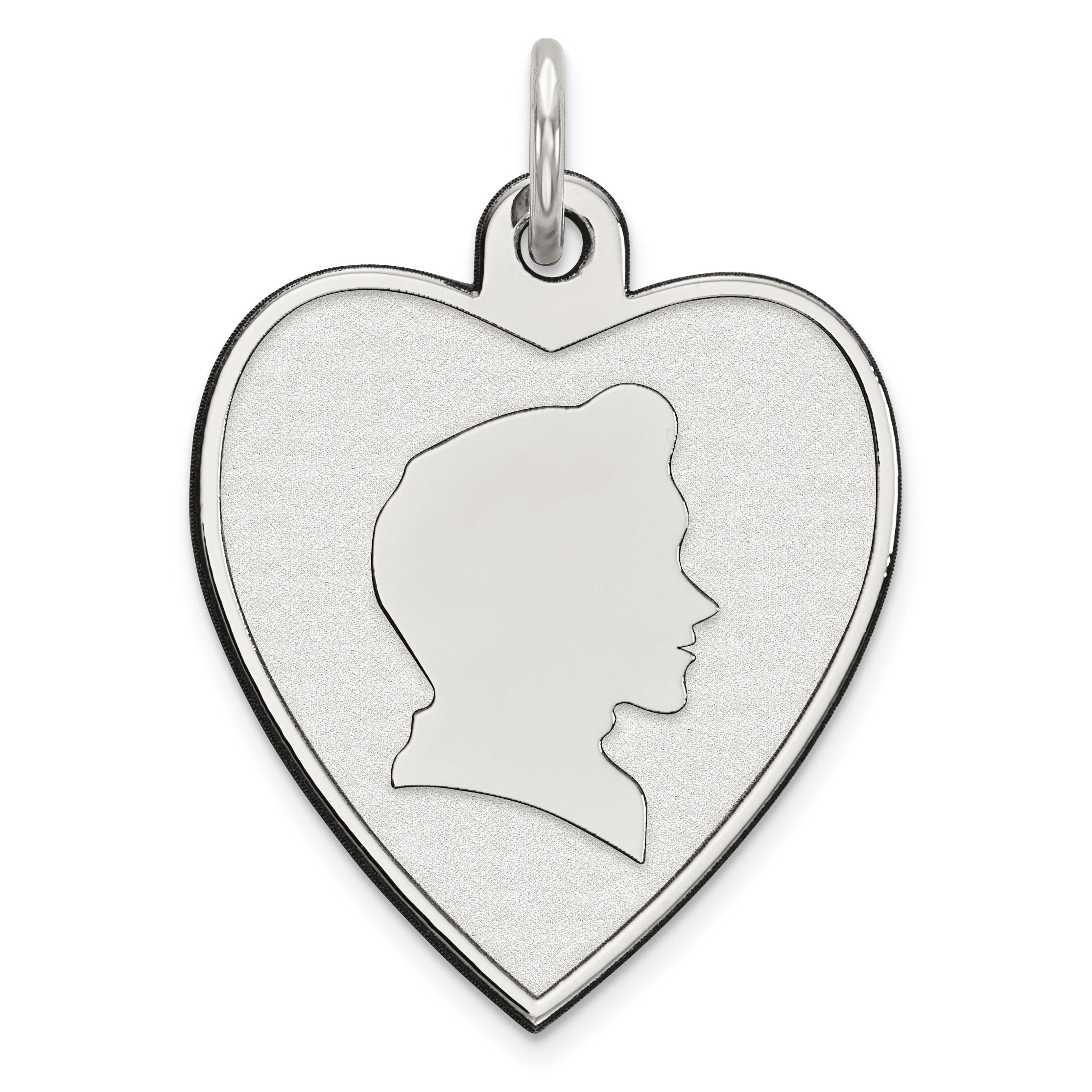 Sterling Silver Rhodium-plated Engraveable Boy Disc Charm